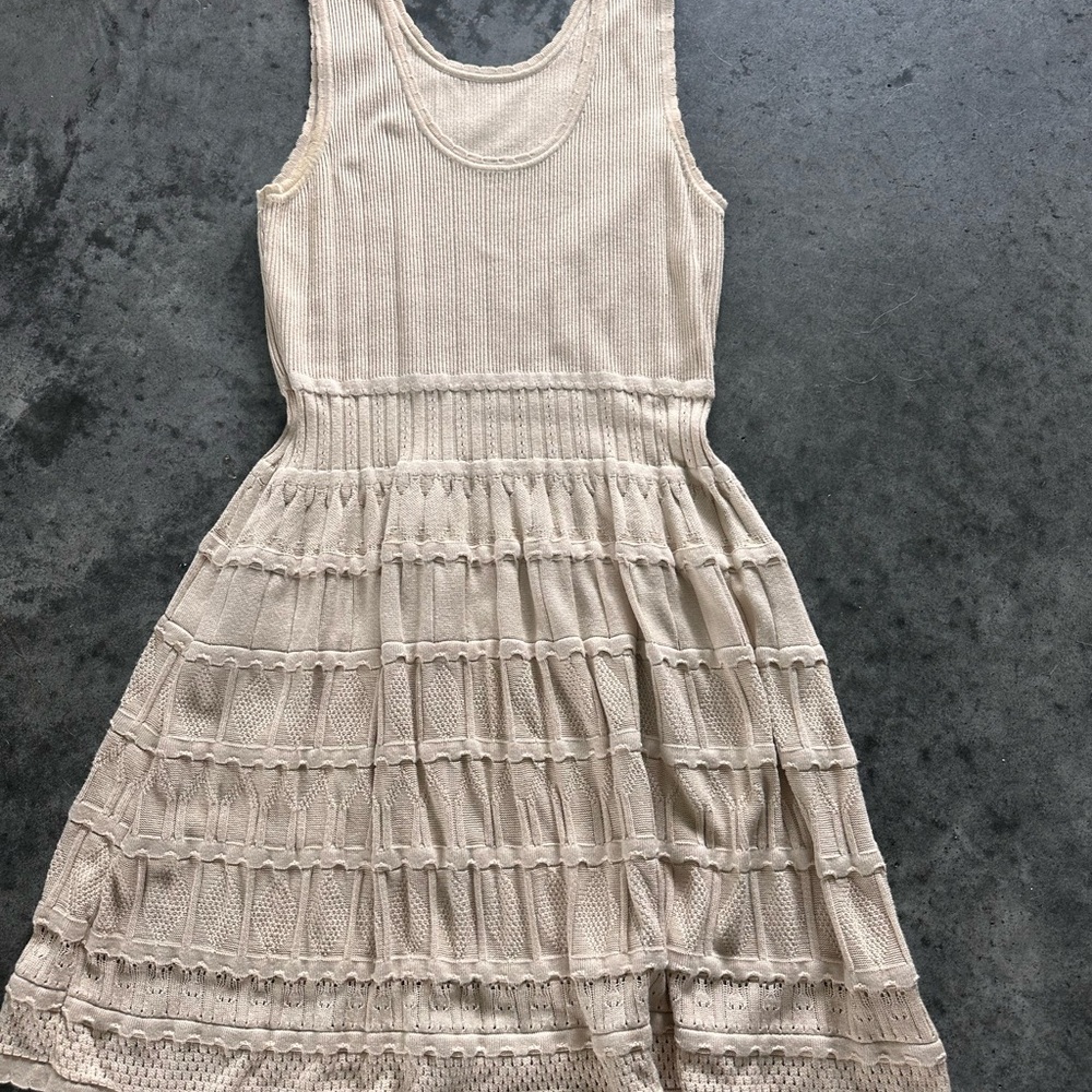 Tan and Cream Ruffled Tiered Sundress